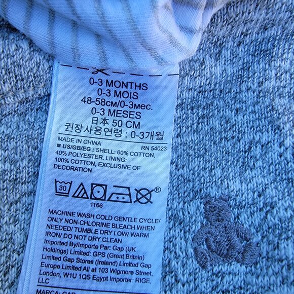 Baby Gap Grey Cotton Reversible 2 Piece Set Size 0-3m - Picture 4 of 4